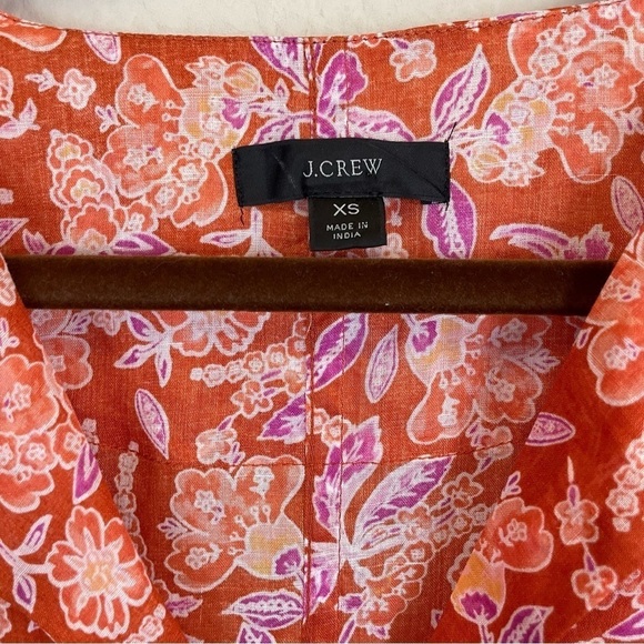 J.‎ Crew Floral Ramie-Linen Long Sleeve Top in Painted Block Print XS - Picture 3 of 10